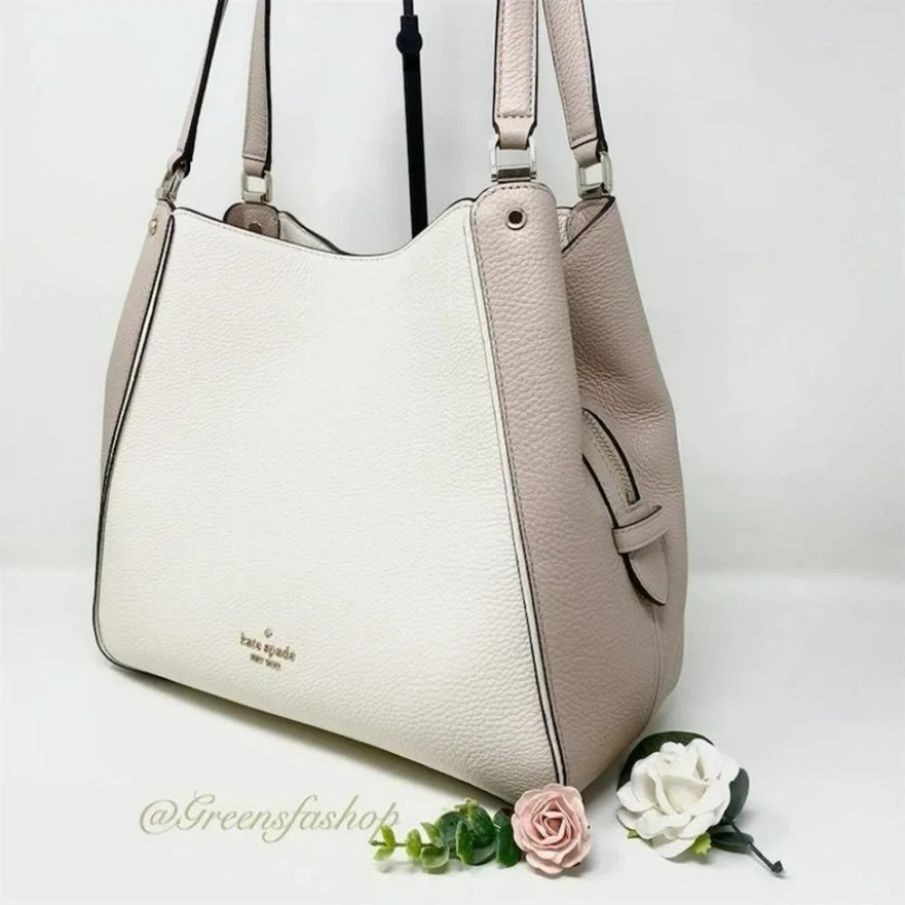 New Kate Spade Purse Leila Shoulder Bag beige leather